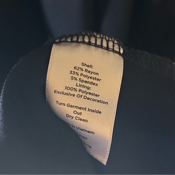 Talbots Navy Ponte Knit Dress Gold Grommet Scarf Neckline Size 12 - Picture 9 of 12